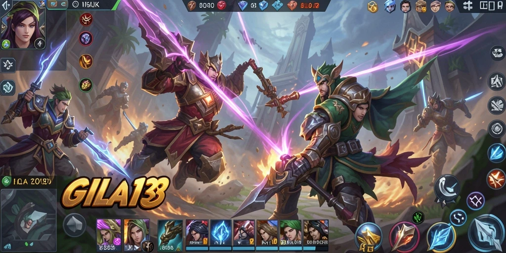 Tampilan aksi seru dalam gameplay MOBA GILA138.