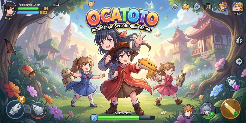 Tangkapan layar indah dari gameplay OCATOTO dengan karakter anime.