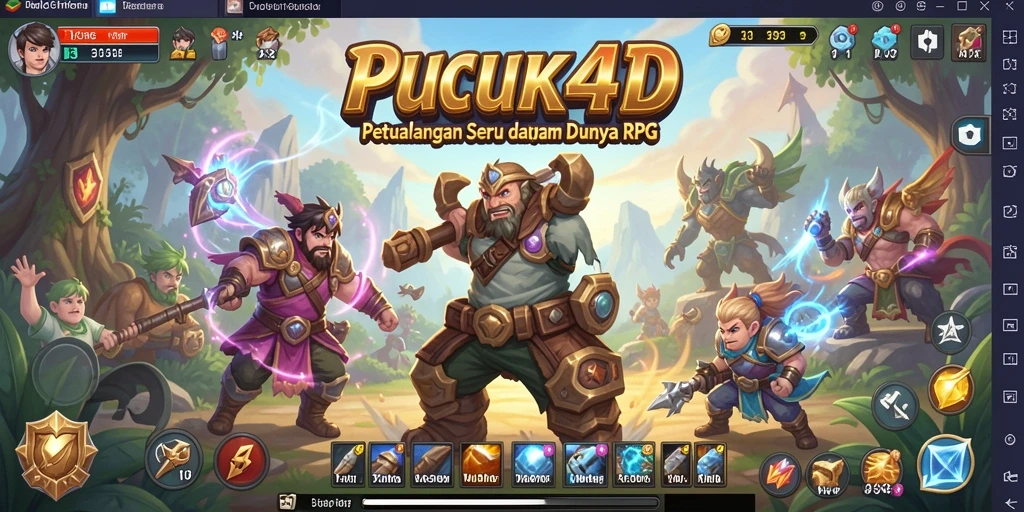 Screenshot gameplay PUCUK4D menunjukkan aksi epik dalam pertempuran RPG.