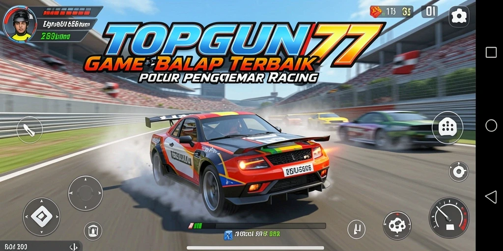Tampilan gameplay seru dari game balap TOPGUN77