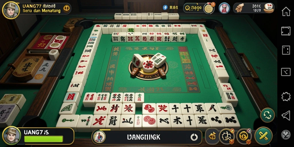 Tangkapan layar utama UANG77 menampilkan gameplay Mahjong yang seru.