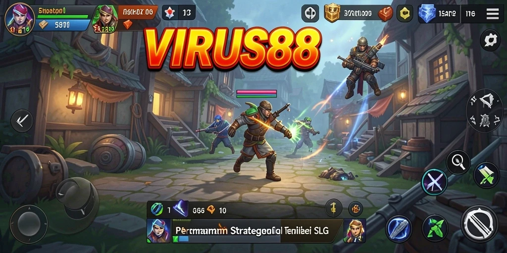 Screenshot gameplay <strong>VIRUS88</strong> yang menunjukkan pertempuran strategis antar pemain.